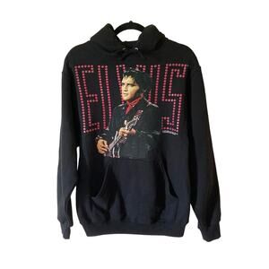 Elvis Presley Hoodie BLack Red Jerzees Nublend Small Unisex Pockets